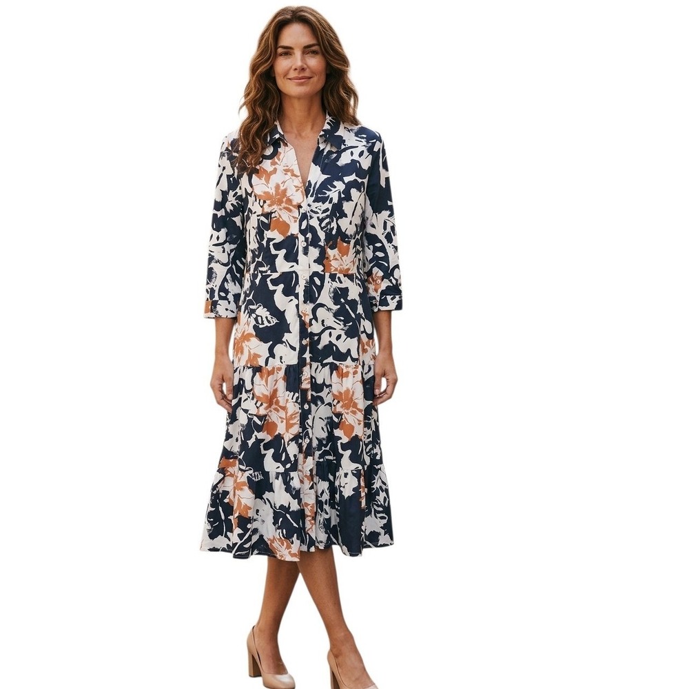 Soft Surroundings Floral Moonglow Women size 6 Casual Office Career Classy Dress